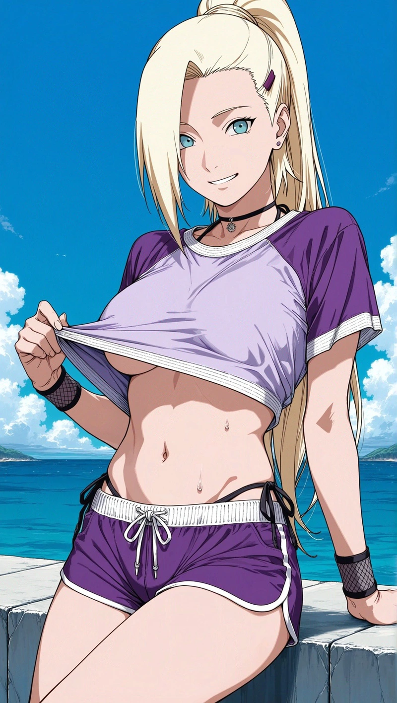 Hình Ino hentai đứng tường khoe ngực đầy 